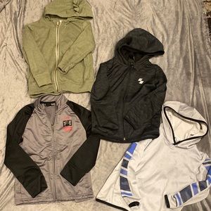 Lot of 4 sweatshirts/track jackets. Boys size 5t and 5.